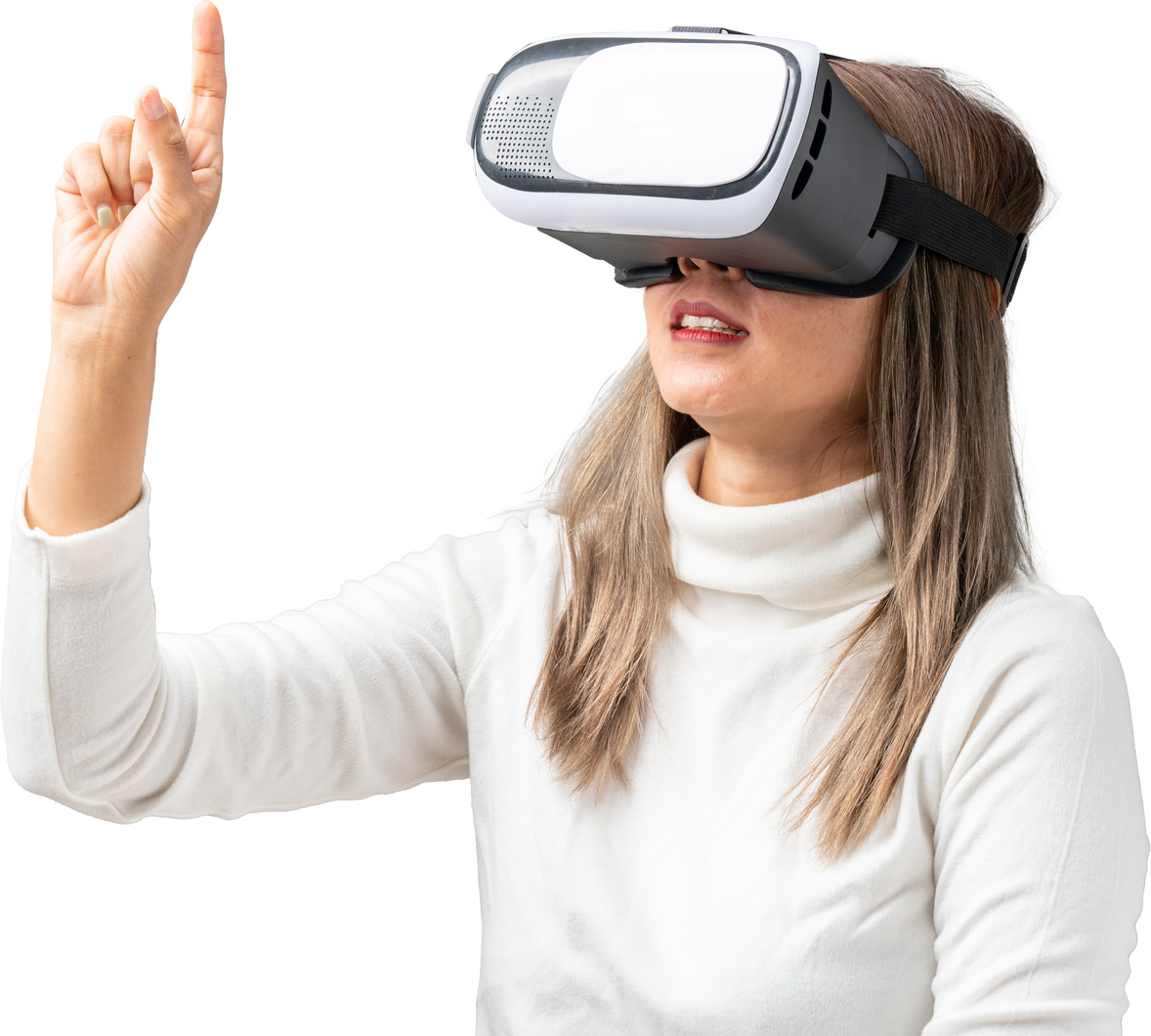 Woman wearing VR glasses.