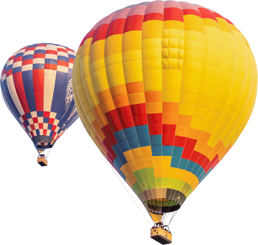 Transparent PNG of Two Hot Air Balloons.