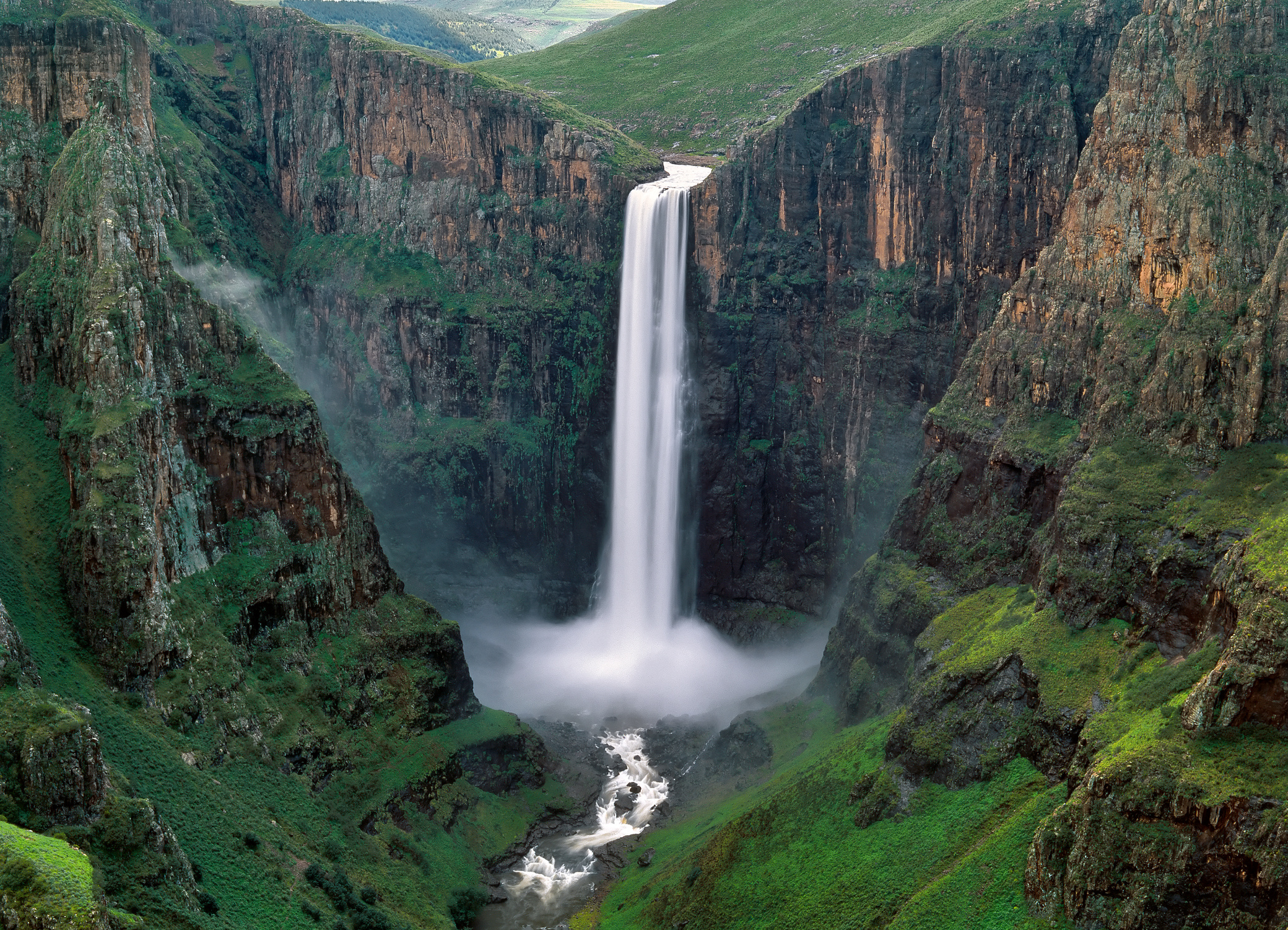 Panorama Lesotho waterfall